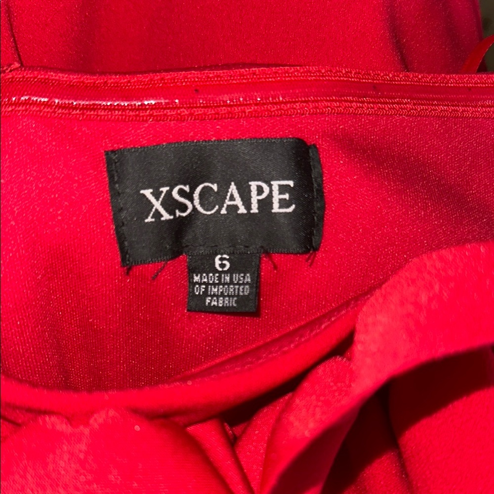Xscape Red Ruffle Off-Shoulder Gown - - Picture 6 of 8